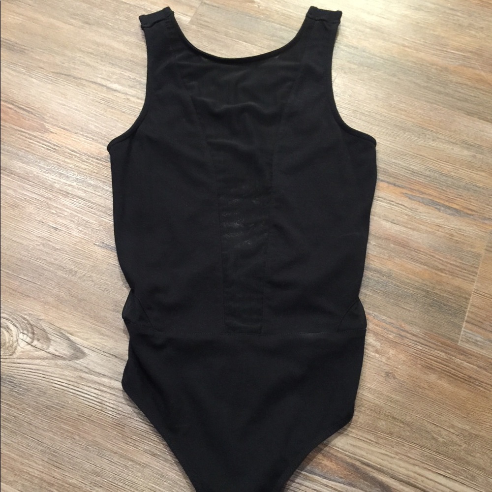Black sheer vneck body suit